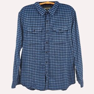 American Eagle Flannel Shirt Mens XL Blue Check Button Up Long Sleeve